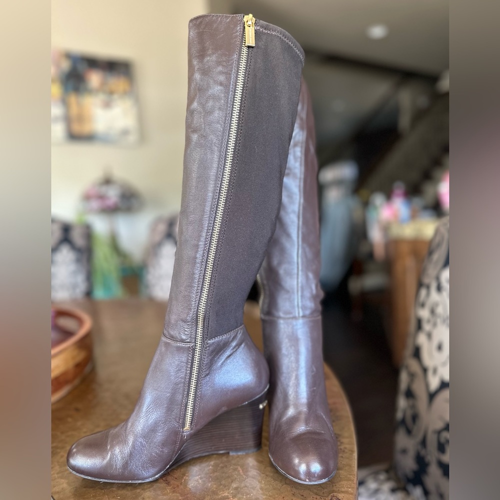 Michael Kors Women’s Tall Bromely Wedge Boot in Brown